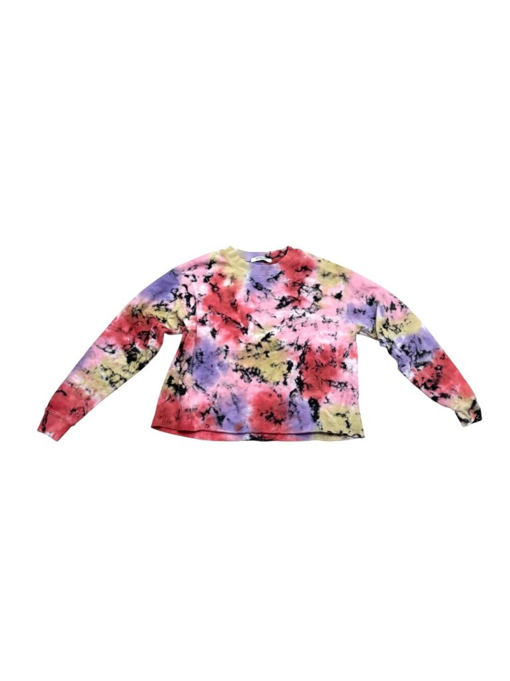 Letluv For Anthropologie Women's Zoey Sweatshirt Boxy Cropped Tie-Dye Red Purple